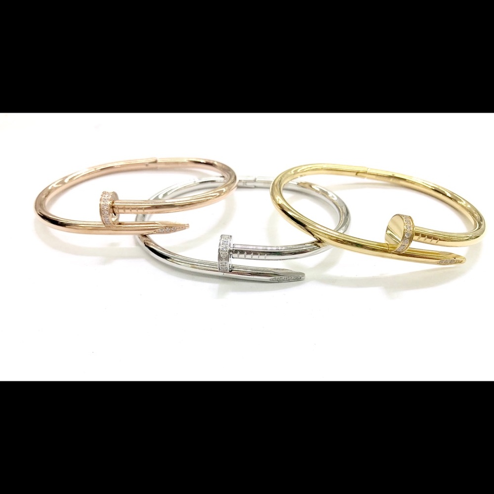 Stainless Steel CZs NAIL HEAD BANGLE BRACELET